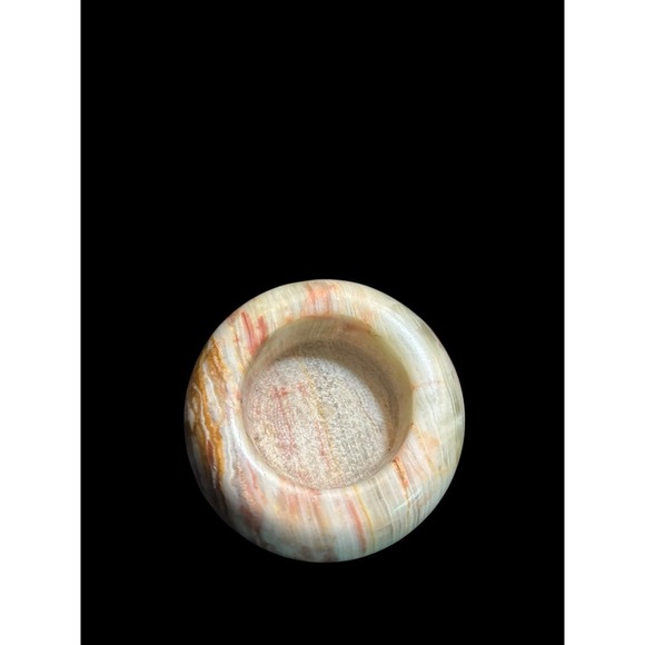 Vintage Onyx Candle Holder Cream/Brown/White Beautiful Unique Yea Candle Holder - Picture 7 of 8
